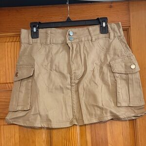 Tan S Cargo mini skirt